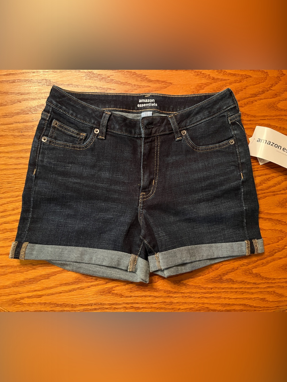 Amazon Essentials Dark Indigo Rolled Cuff Denim Shorts